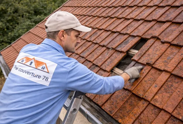 Chantier avenue du Château à Raismes : faîtage descellé sur maison ancienne – Nord couverture